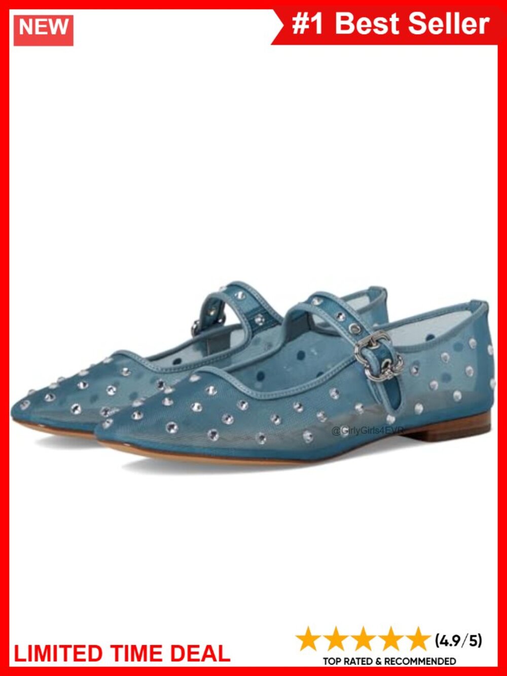 Sam Edelman Michaela Flat Square Toe Rhinestone Mesh Casual Work Shoe